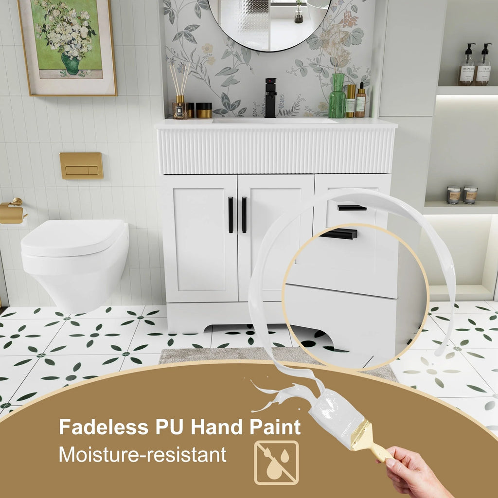 Ensemble meuble-lavabo Wavy Line 30/36/48 avec lavabo et robinet