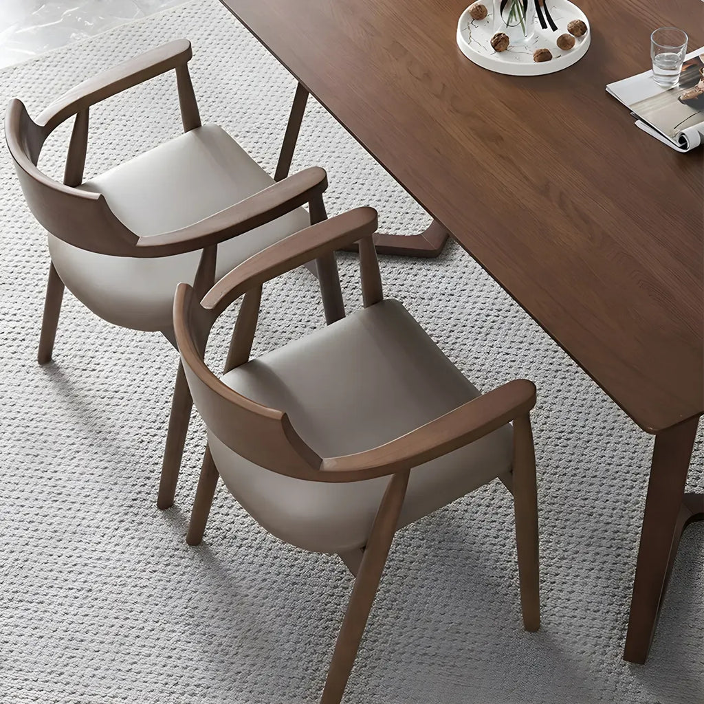Ensemble de 2 chaises de salle à manger en bois massif style milieu du siècle