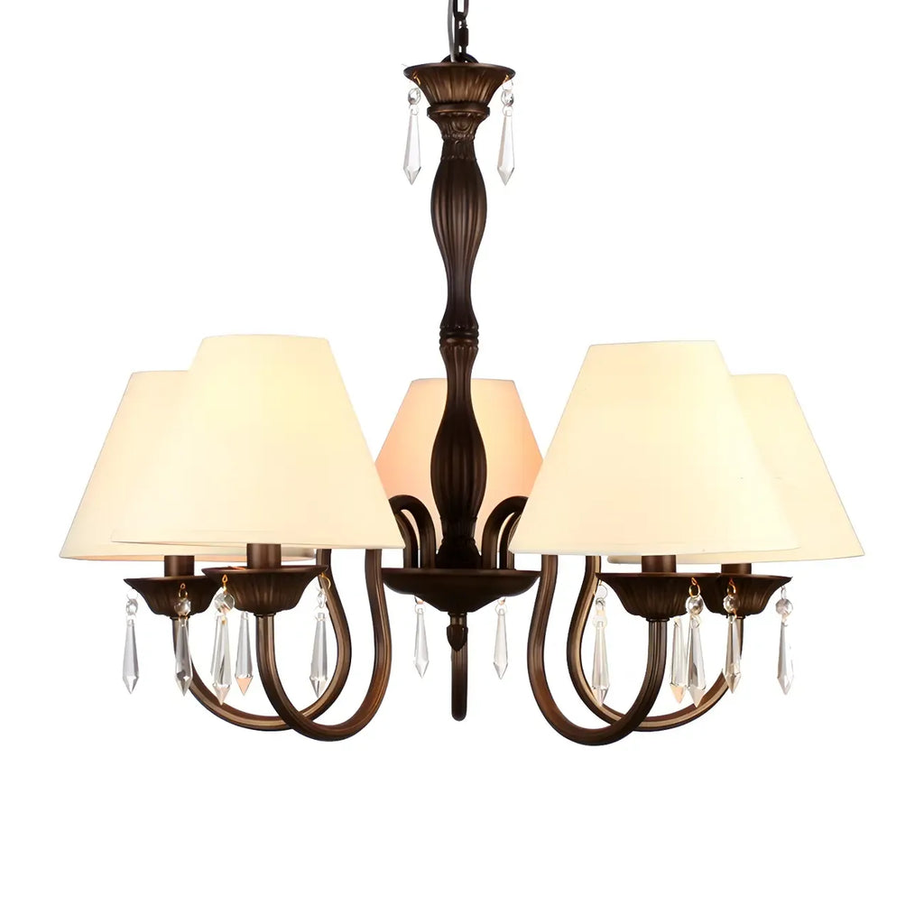 Lampadario regolabile in cristallo a 5 luci con paralume a discesa
