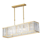 Suspension rectangulaire de luxe en cristal doré pour îlot de lumière