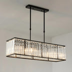 Suspension rectangulaire de luxe en cristal doré pour îlot de lumière