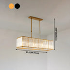 Suspension rectangulaire de luxe en cristal doré pour îlot de lumière