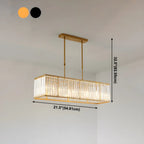 Suspension rectangulaire de luxe en cristal doré pour îlot de lumière