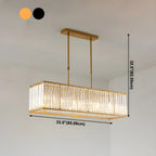 Suspension rectangulaire de luxe en cristal doré pour îlot de lumière