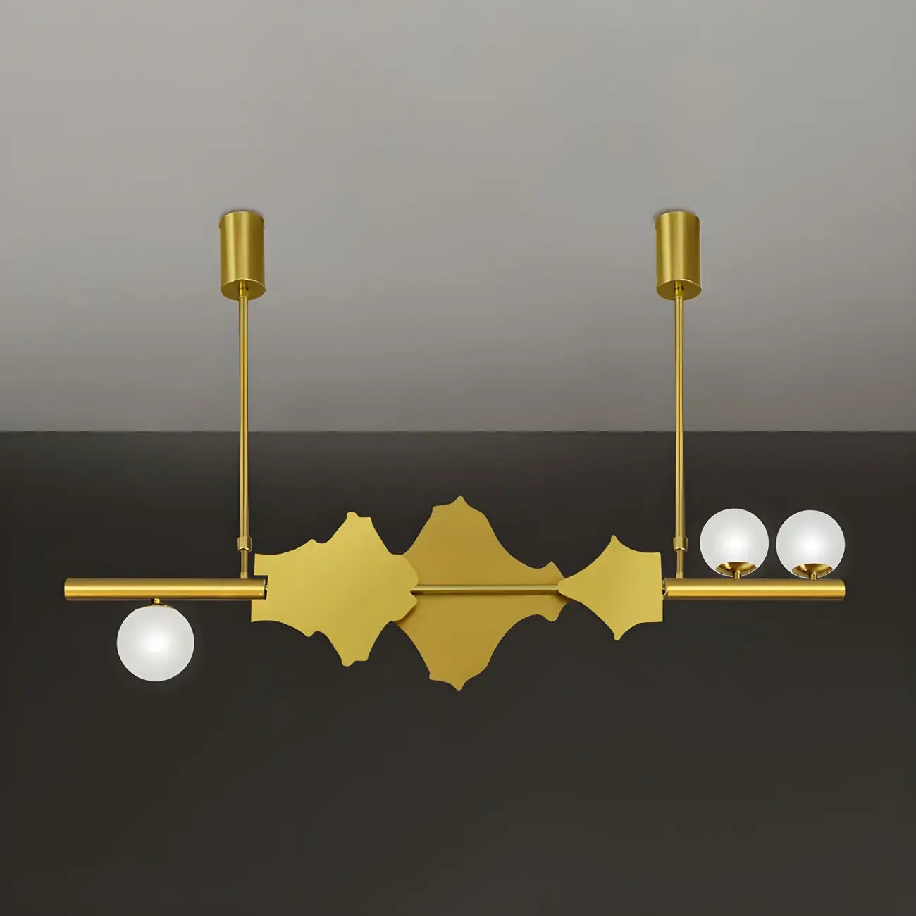Lampadario a isola moderno 3/4 luci in metallo dorato astratto