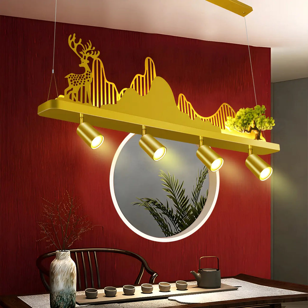 Applique murale abstraite moderne en métal doré à 3/4 lumières