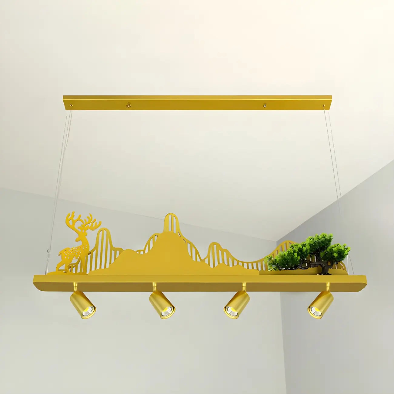 Applique murale abstraite moderne en métal doré à 3/4 lumières