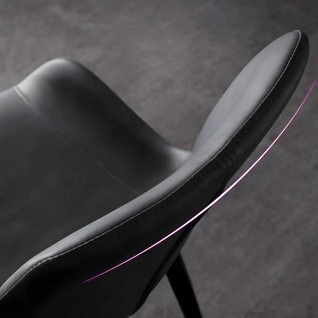 Ensemble de 2 chaises de salle à manger de style industriel moderne avec revêtement en cuir