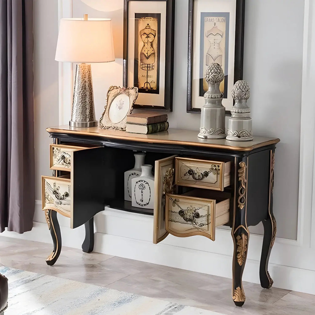 Console de rangement en bois de style français avec tiroirs