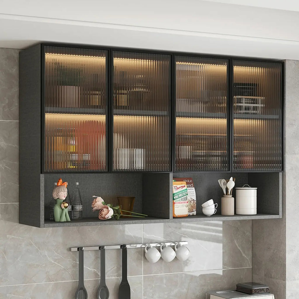 vaisselier mural gris en bois pour cuisine
