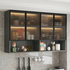vaisselier mural gris en bois pour cuisine