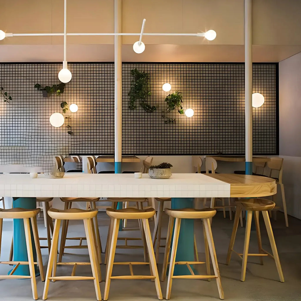 Tabourets de bar industriels en bois sans dossier, hauteur comptoir