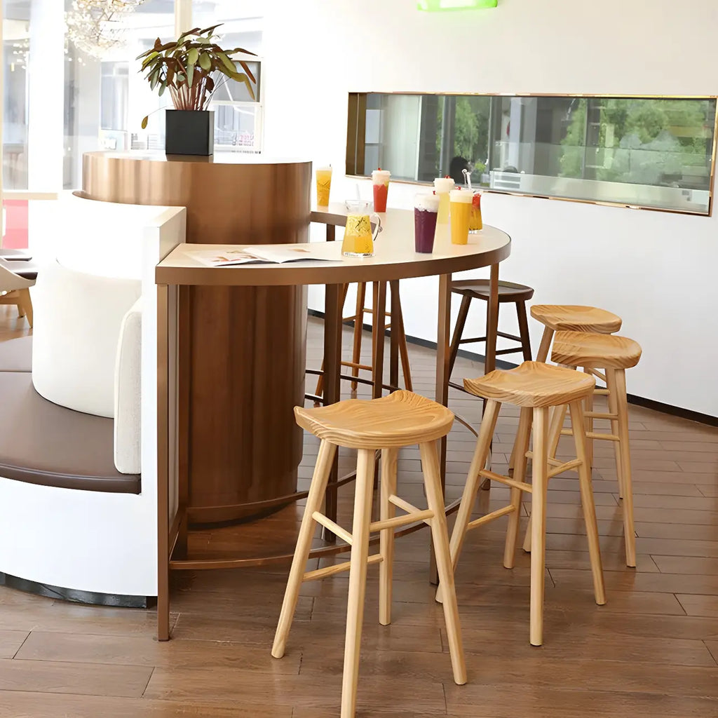 Tabourets de bar industriels en bois sans dossier, hauteur comptoir