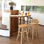 Tabourets de bar industriels en bois sans dossier, hauteur comptoir