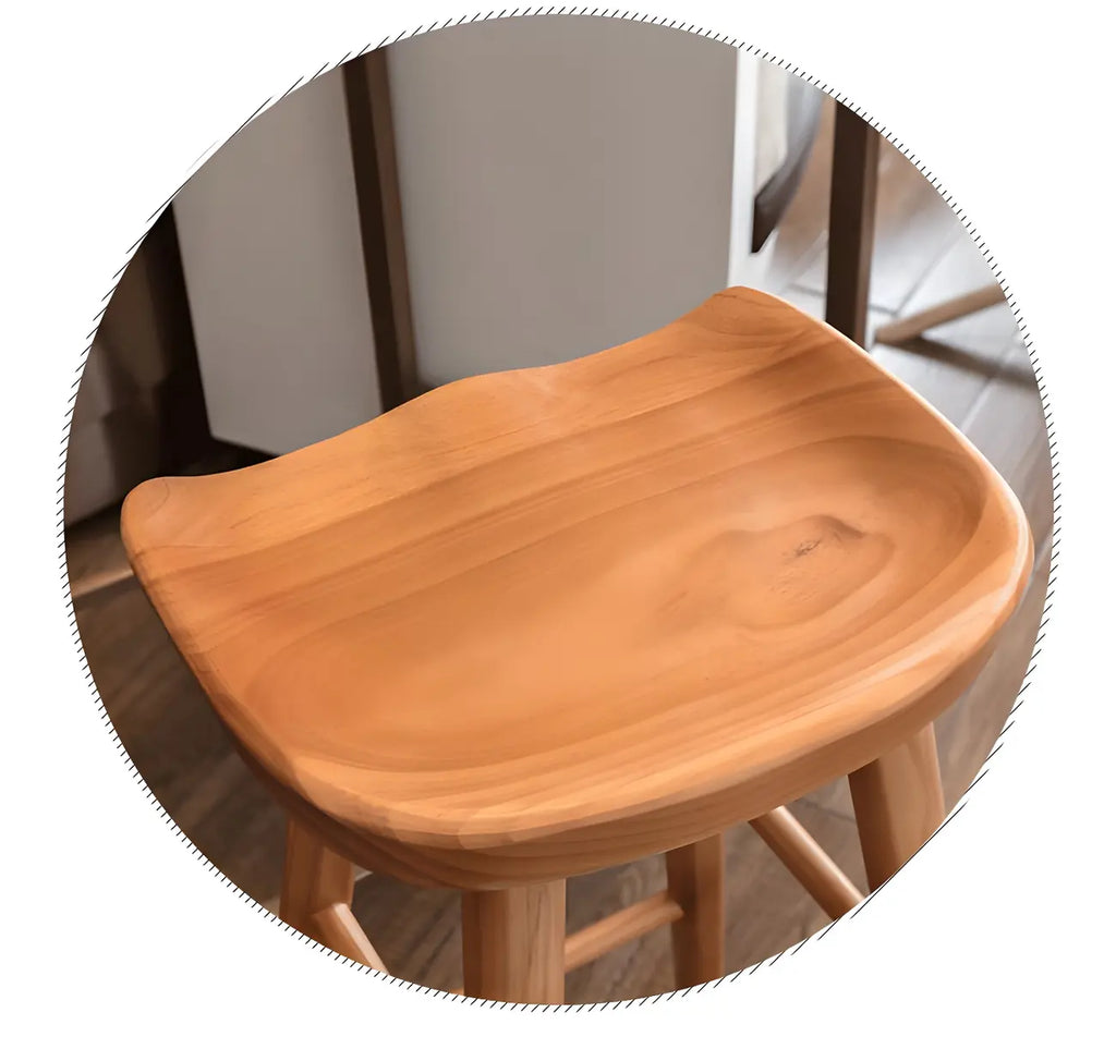 Tabourets de bar industriels en bois sans dossier, hauteur comptoir