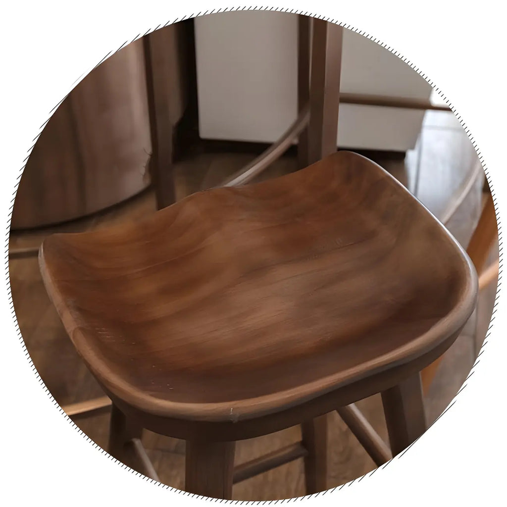 Tabourets de bar industriels en bois sans dossier, hauteur comptoir