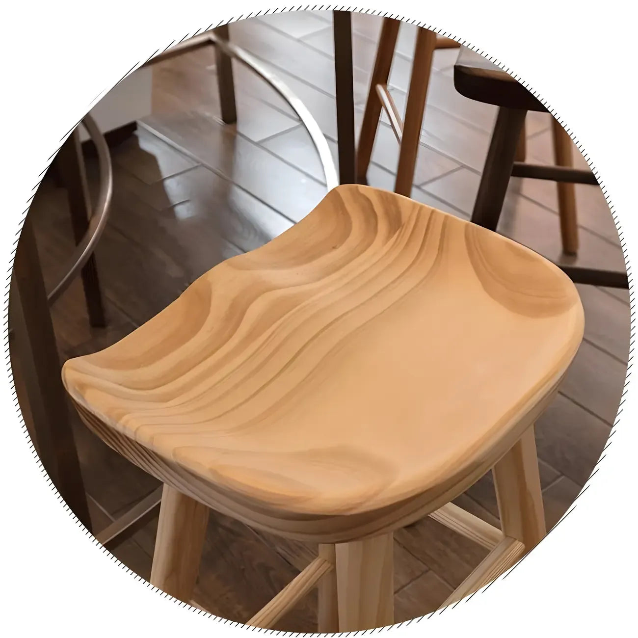 Tabourets de bar industriels en bois sans dossier, hauteur comptoir