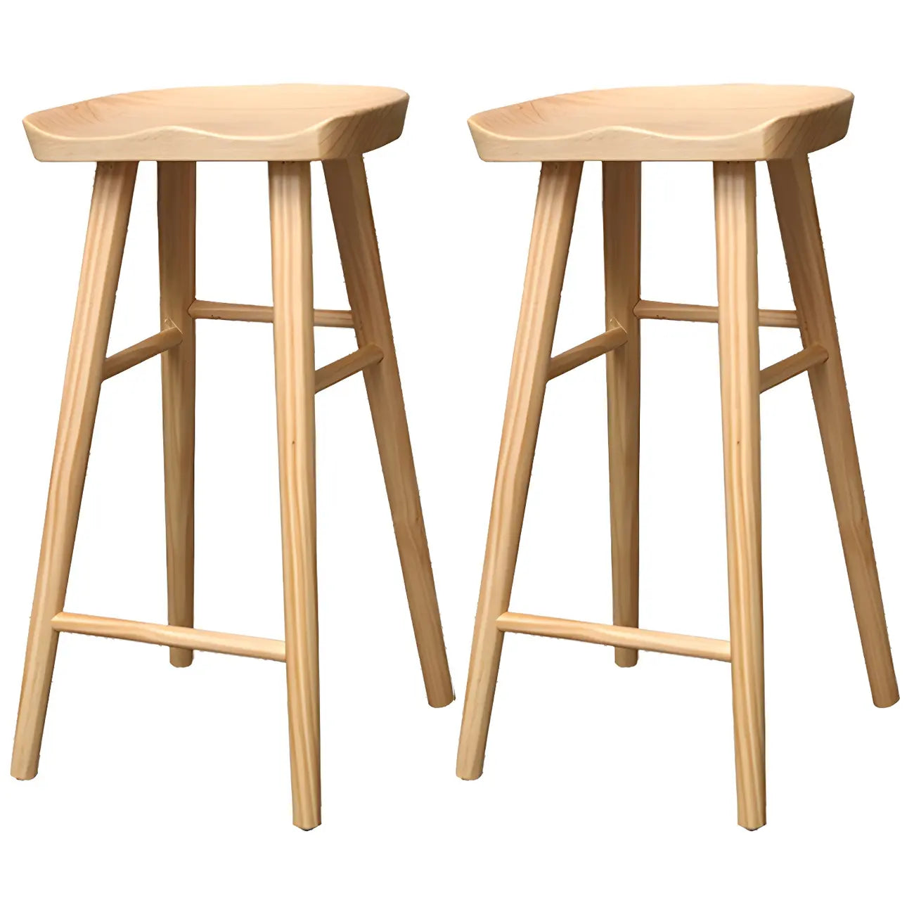 Tabourets de bar industriels en bois sans dossier, hauteur comptoir
