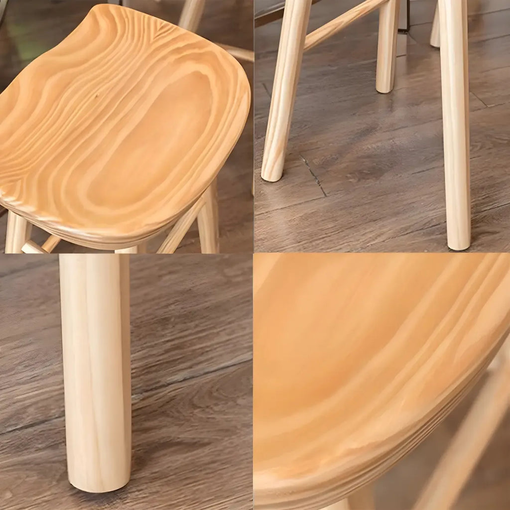 Tabourets de bar industriels en bois sans dossier, hauteur comptoir