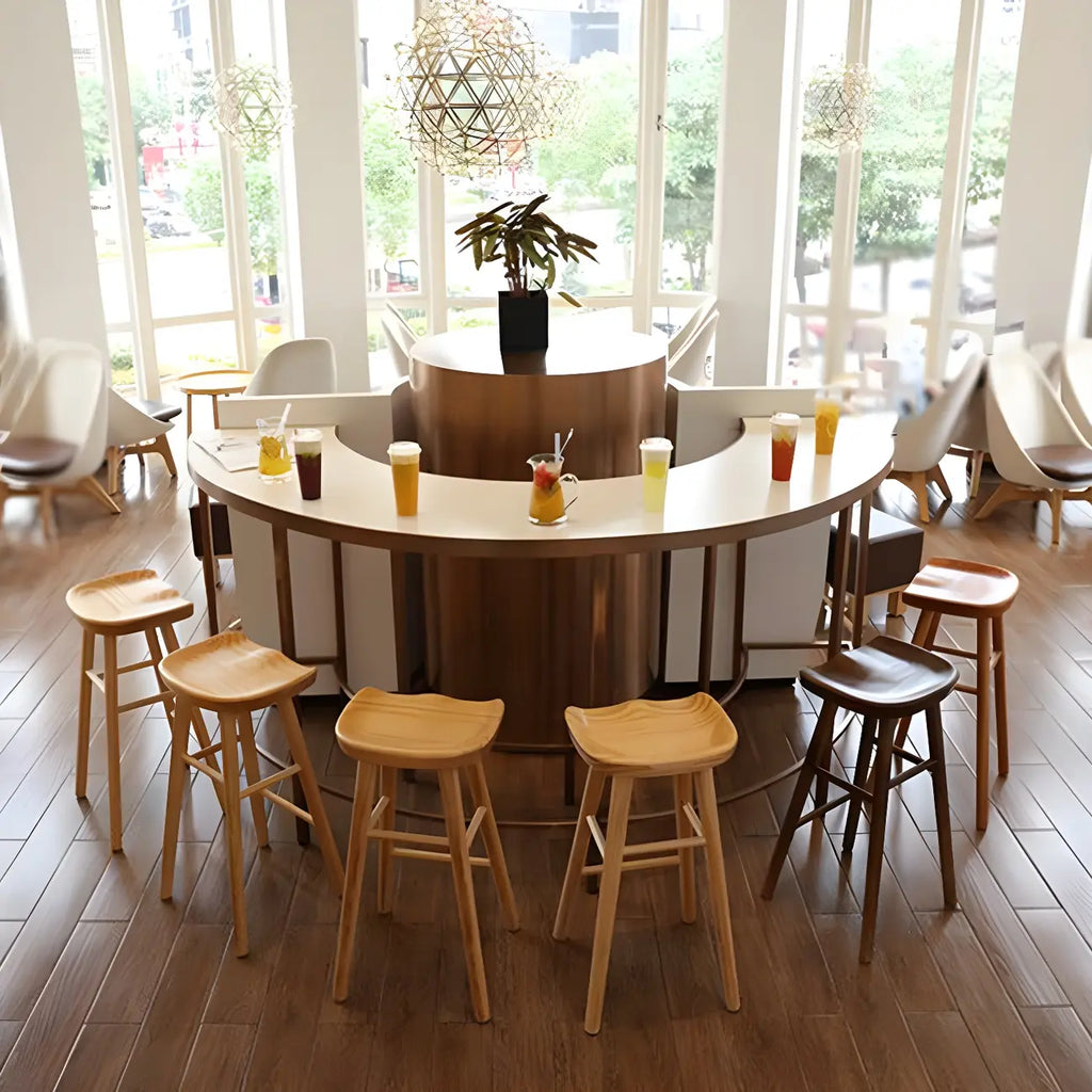 Tabourets de bar industriels en bois sans dossier, hauteur comptoir
