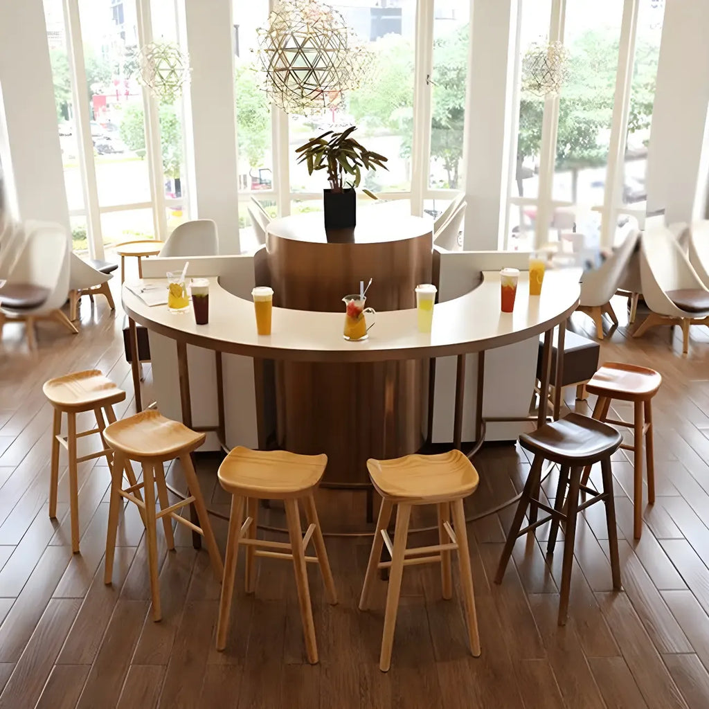 Tabourets de bar industriels en bois sans dossier, hauteur comptoir