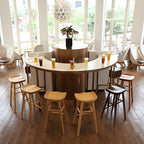 Tabourets de bar industriels en bois sans dossier, hauteur comptoir
