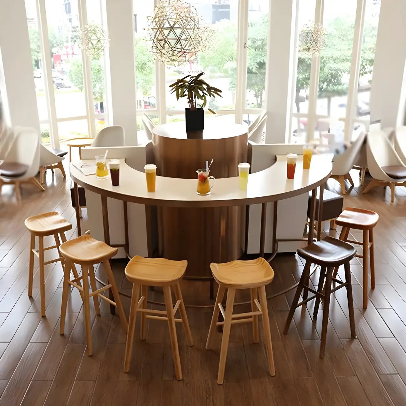 Tabourets de bar industriels en bois sans dossier, hauteur comptoir