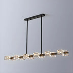 Lampadario da isola rettangolare in cristallo regolabile oro/nero