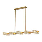 Lampadario da isola rettangolare in cristallo regolabile oro/nero