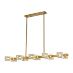 Lampadario da isola rettangolare in cristallo regolabile oro/nero