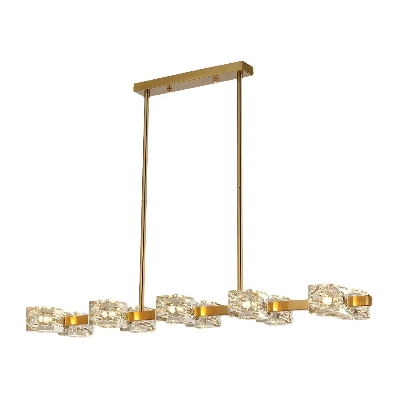 Lampadario da isola rettangolare in cristallo regolabile oro/nero