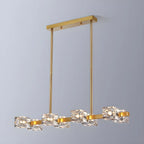 Lampadario da isola rettangolare in cristallo regolabile oro/nero
