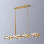 Lampadario da isola rettangolare in cristallo regolabile oro/nero