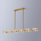Lampadario da isola rettangolare in cristallo regolabile oro/nero