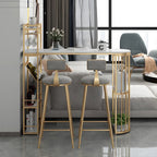 Tables de bar avec porte-bouteilles en fer imitation marbre doré glamour