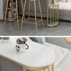 Tables de bar avec porte-bouteilles en fer imitation marbre doré glamour