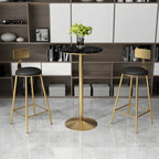 Table de bar élégante en marbre nordique avec piètement en métal doré
