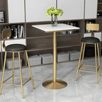 Table de bar élégante en marbre nordique avec piètement en métal doré