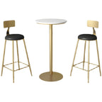 Table de bar élégante en marbre nordique avec piètement en métal doré