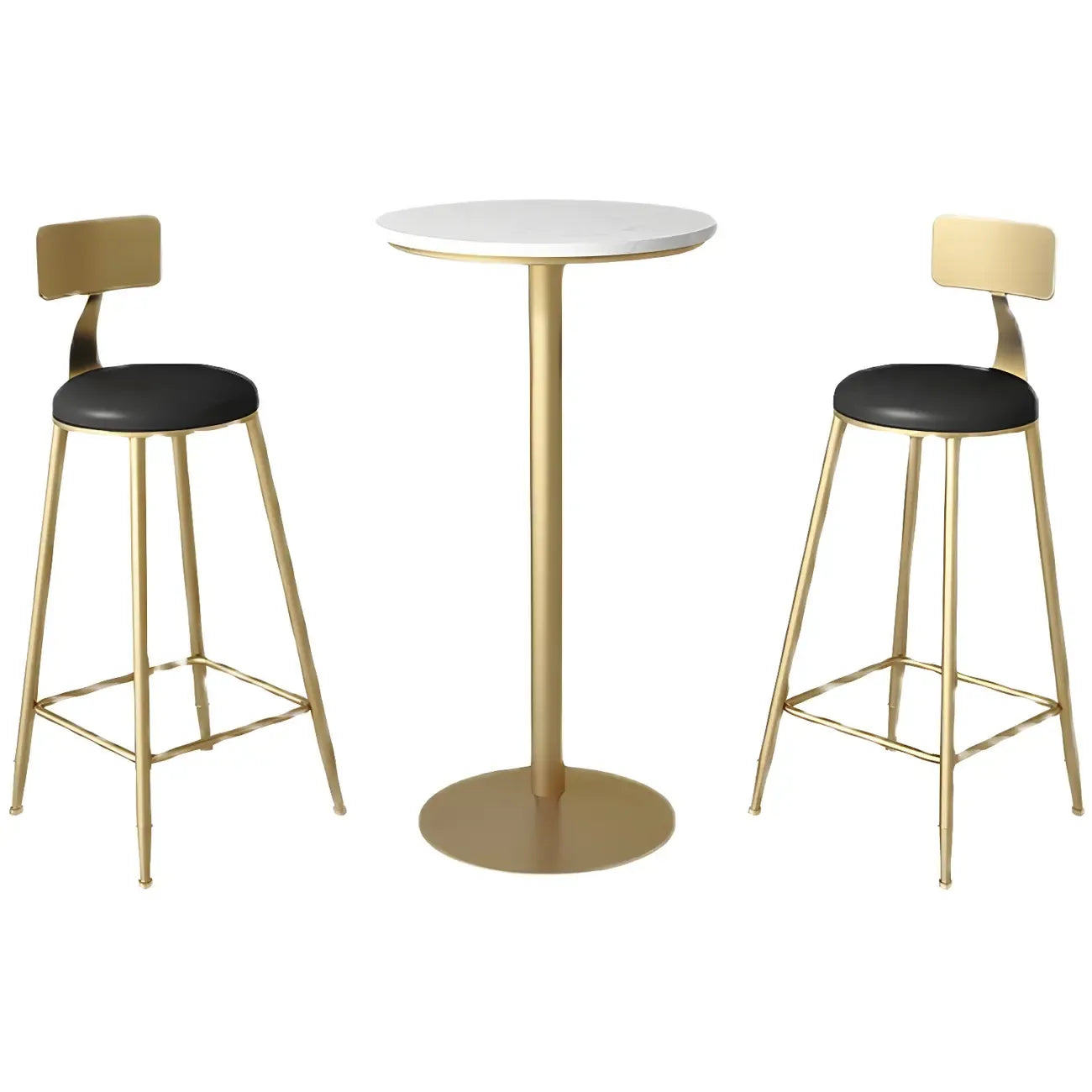 Table de bar élégante en marbre nordique avec piètement en métal doré