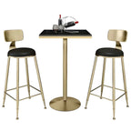 Table de bar élégante en marbre nordique avec piètement en métal doré