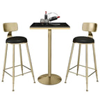 Table de bar élégante en marbre nordique avec piètement en métal doré