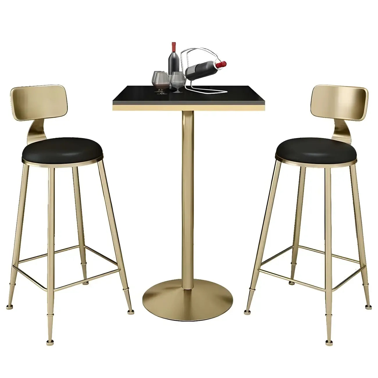Table de bar élégante en marbre nordique avec piètement en métal doré