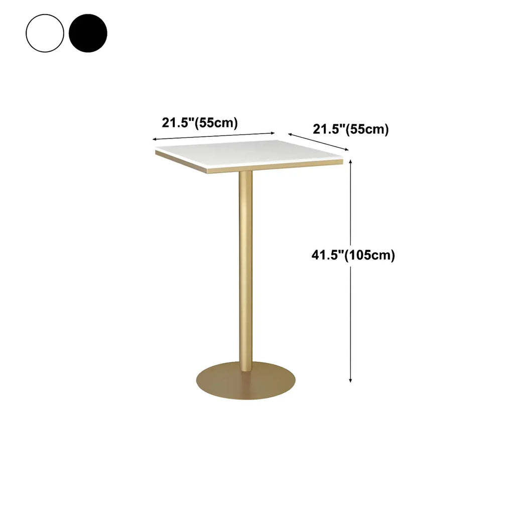 Table de bar élégante en marbre nordique avec piètement en métal doré