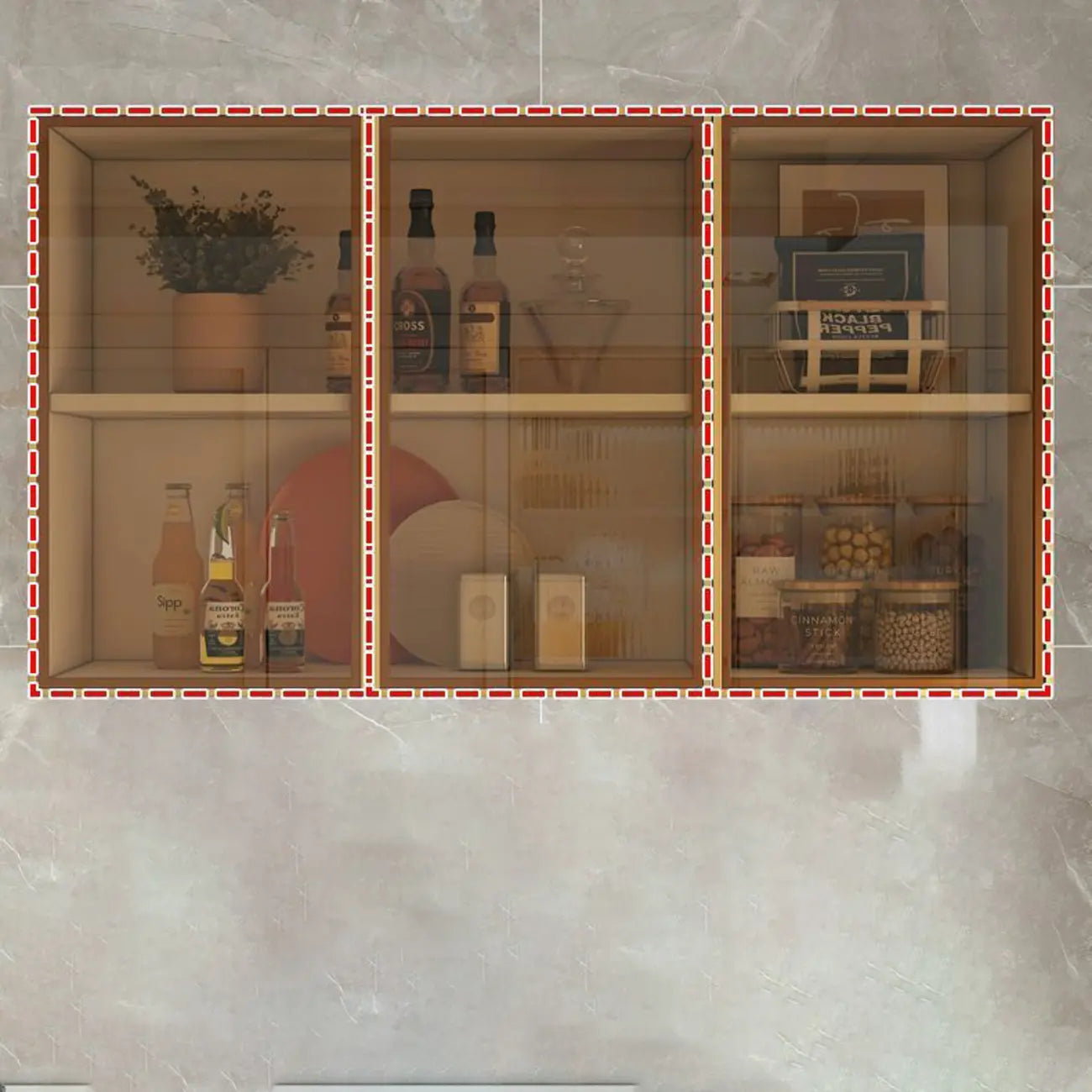 vaisselier mural gris en bois pour cuisine