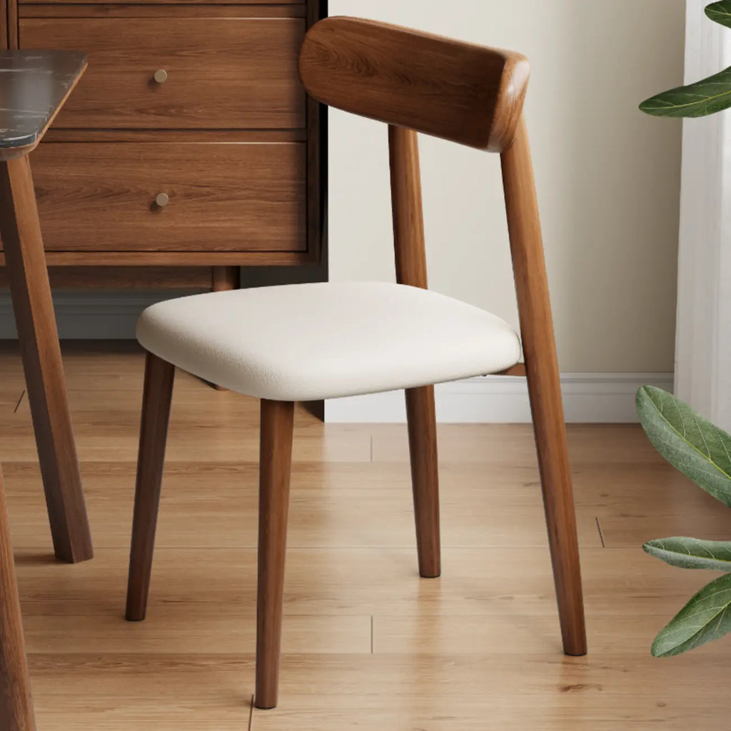 Chaise de salle à manger moderne en cuir sans accoudoirs et dossier bas