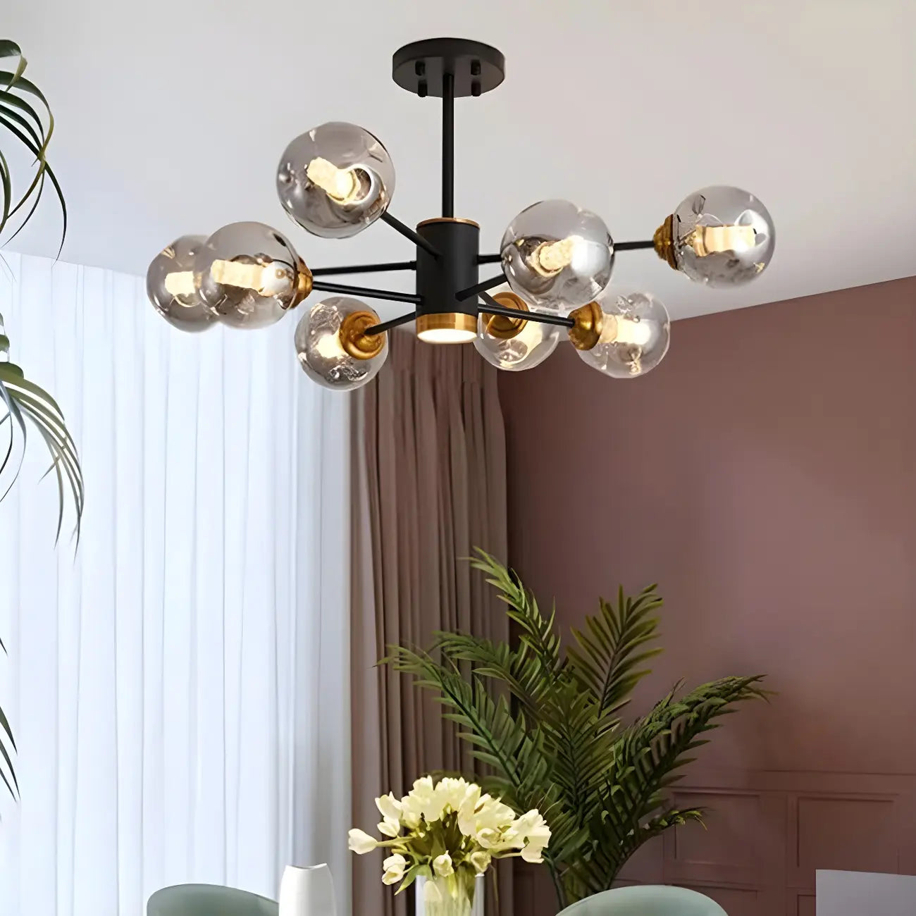 Lustre Sputnik moderne en cristal de verre et LED