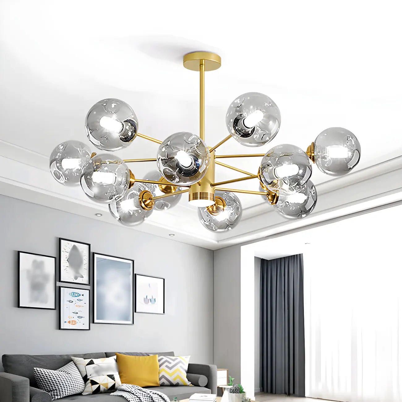 Lustre Sputnik moderne en cristal de verre et LED