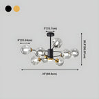 Lustre Sputnik moderne en cristal de verre et LED