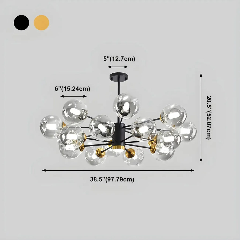 Lustre Sputnik moderne en cristal de verre et LED